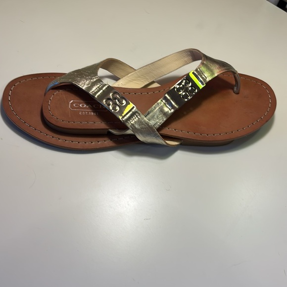 Coach Radiant Gold Metallic Flip Flops -Size 7 - Picture 1 of 9